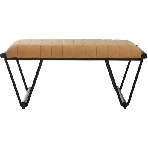 Woodstock Matte Black and Camel Faux Suede Bench