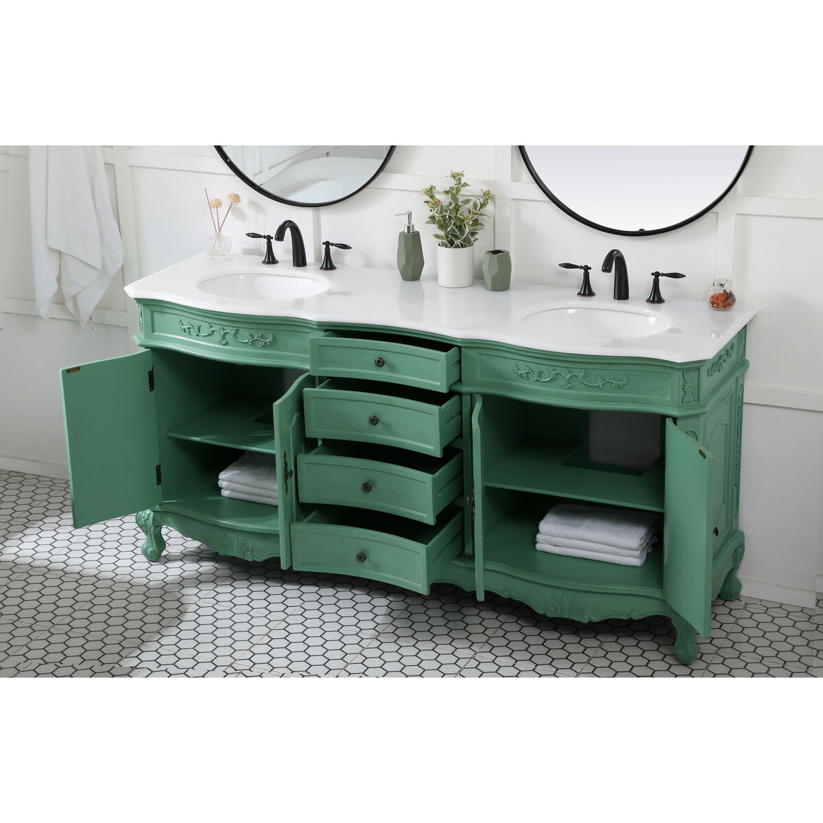 Danville 72 X 21 X 36 inch Vintage Mint Vanity Sink Set