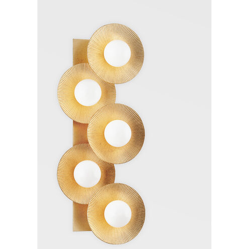 Emerald 5 Light 10 inch Vintage Gold Leaf Wall Sconce Wall Light