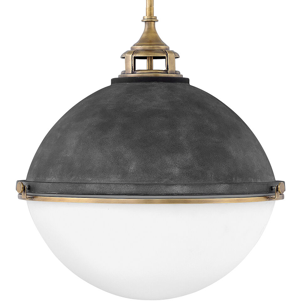 Fletcher 3 Light 22 inch Aged Zinc with Heritage Brass Indoor Chandelier Ceiling Light