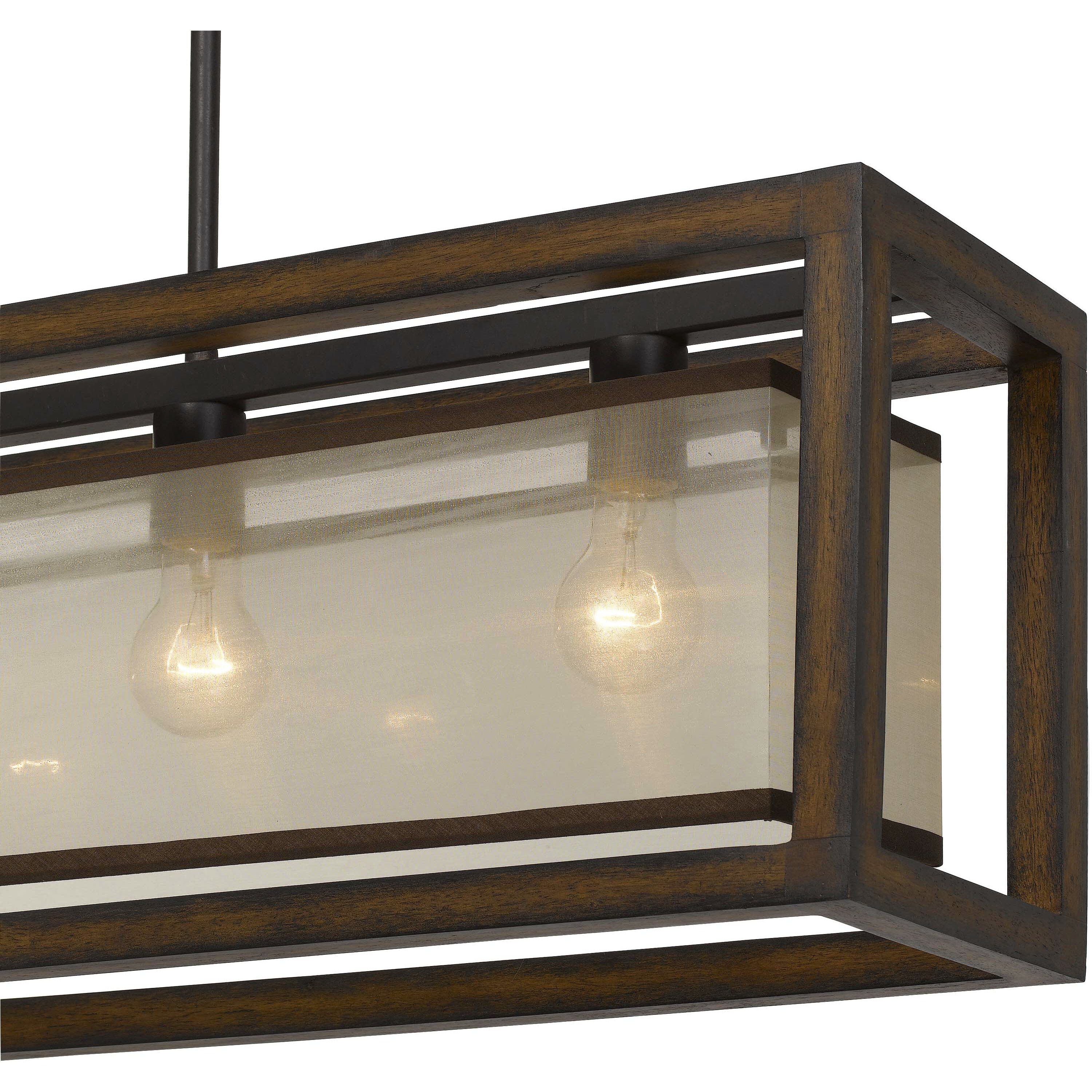 Signature 4 Light 36 inch Rubber Wood Island Chandelier Ceiling Light