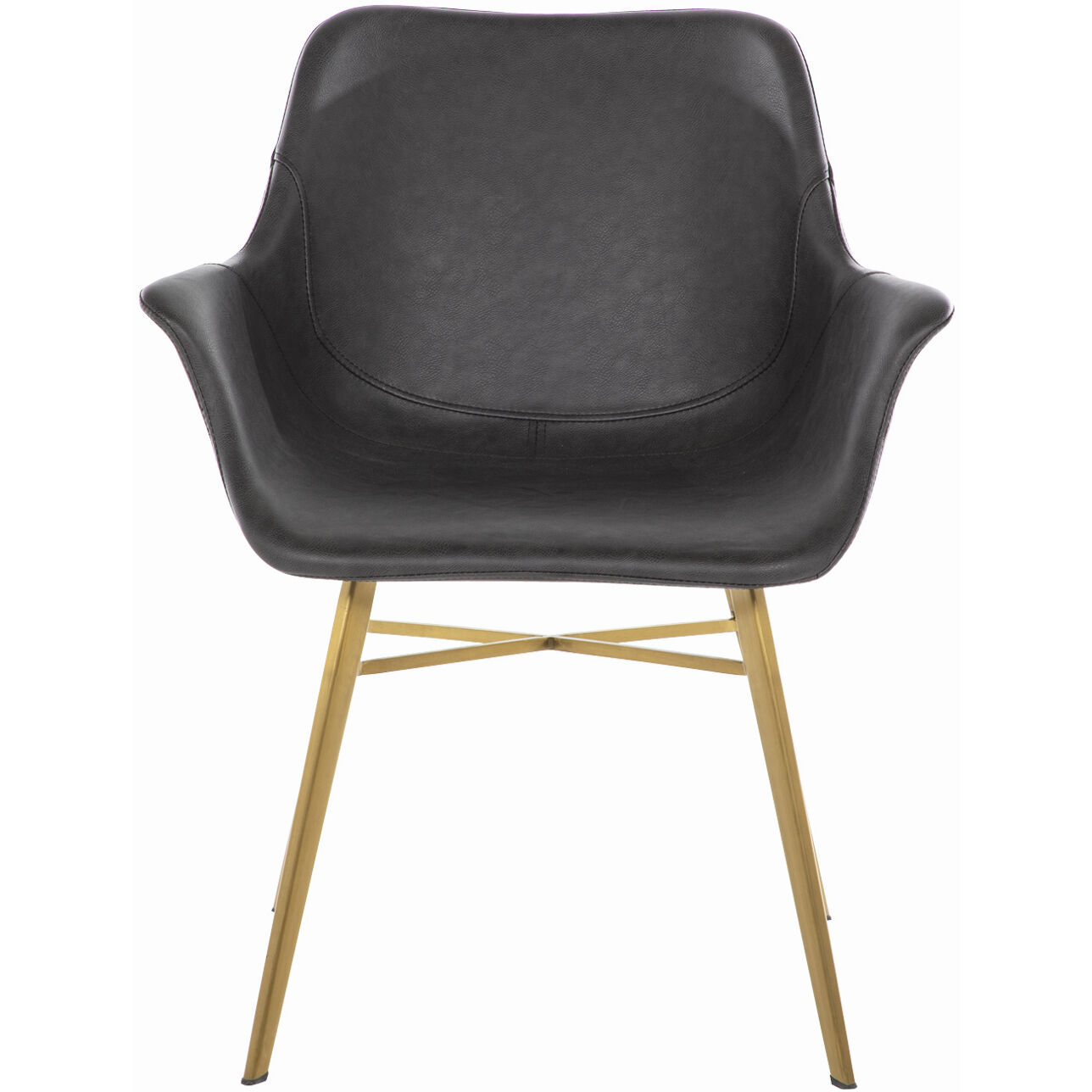 Channing Charcoal Brown Leather / Stainless Gold Dining Chair