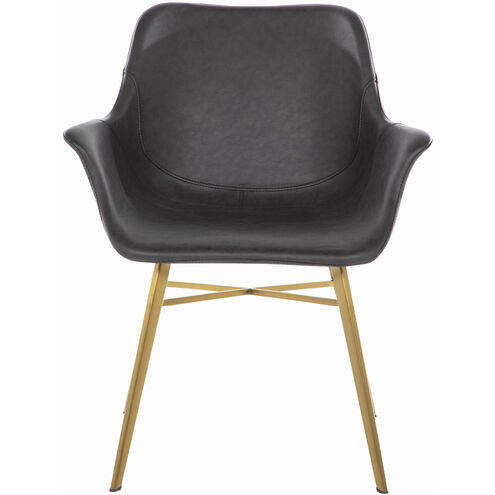 Channing Charcoal Brown Leather / Stainless Gold Dining Chair