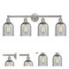 Edison Caledonia 4 Light 32 inch Brushed Satin Nickel Bath Vanity Light Wall Light in Charcoal Glass