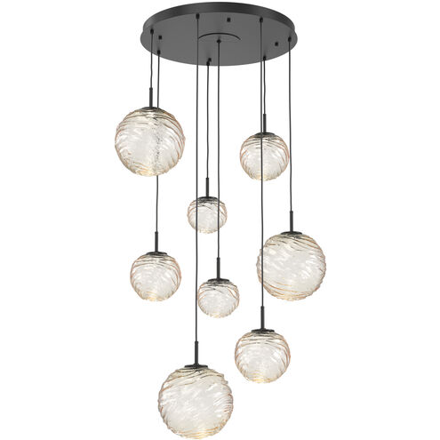 Gaia LED 30 inch Matte Black Multi-Pendant Ceiling Light in 3000K LED, Amber