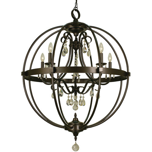 Compass 5 Light 29 inch Mahogany Bronze Foyer Chandelier Ceiling Light