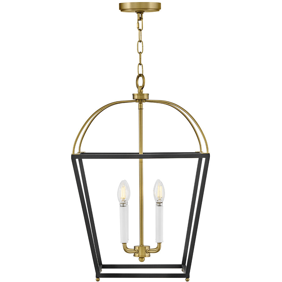 Tate 4 Light 16 inch Black with Lacquered Brass Pendant Ceiling Light