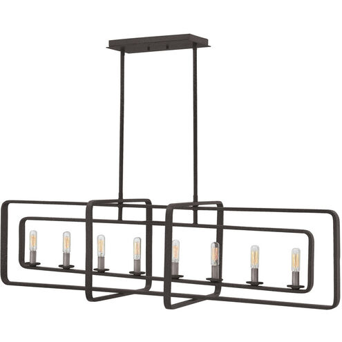 Quentin 8 Light 45 inch Aged Zinc with Antique Nickel Indoor Linear Foyer Light Ceiling Light