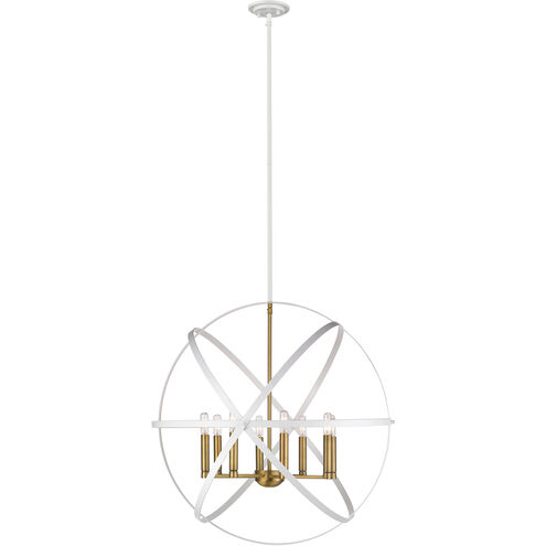 Cavallo 8 Light 30 inch Hammered White and Olde Brass Chandelier Ceiling Light