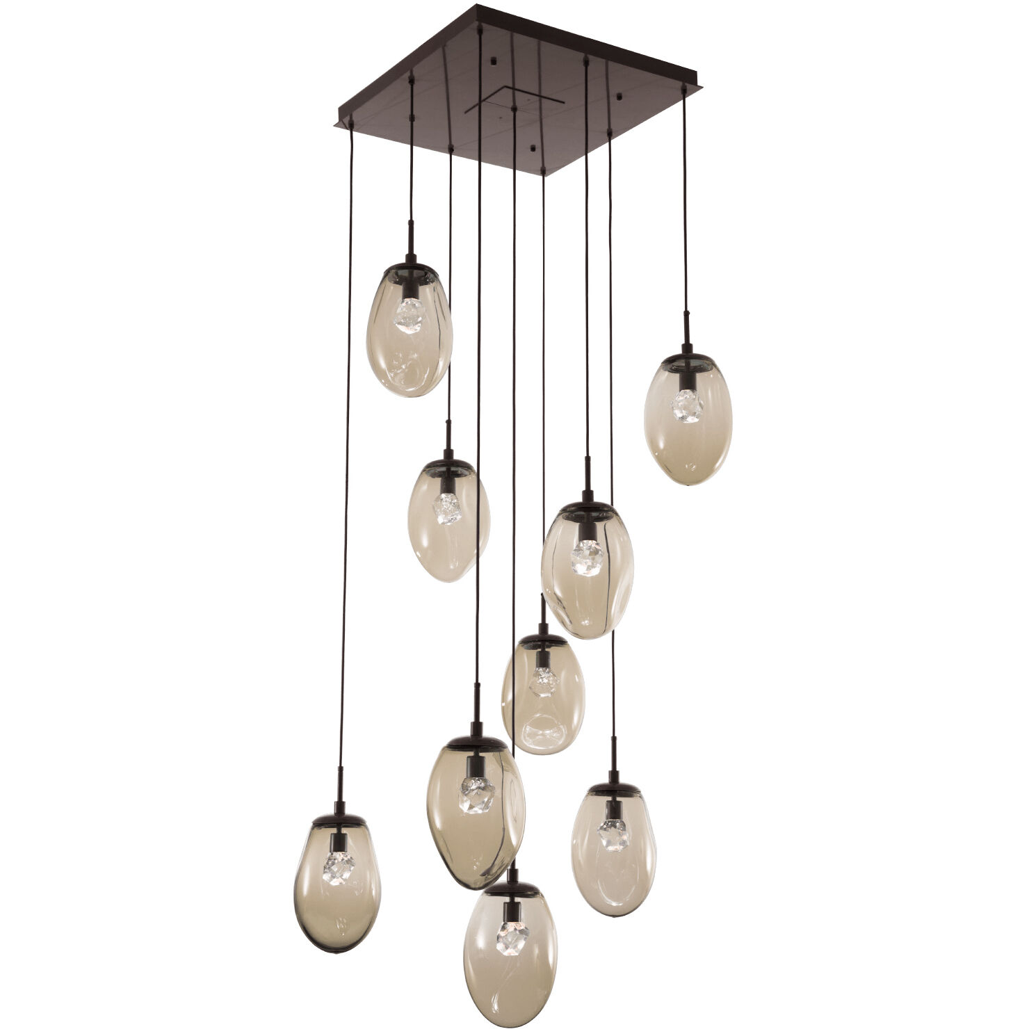 Meteo LED LED Flat Bronze Chandelier Ceiling Light, Square Multi-Port