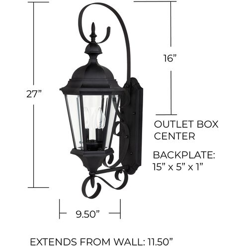 Carriage House 2 Light 27 inch Black Outdoor Wall Lantern