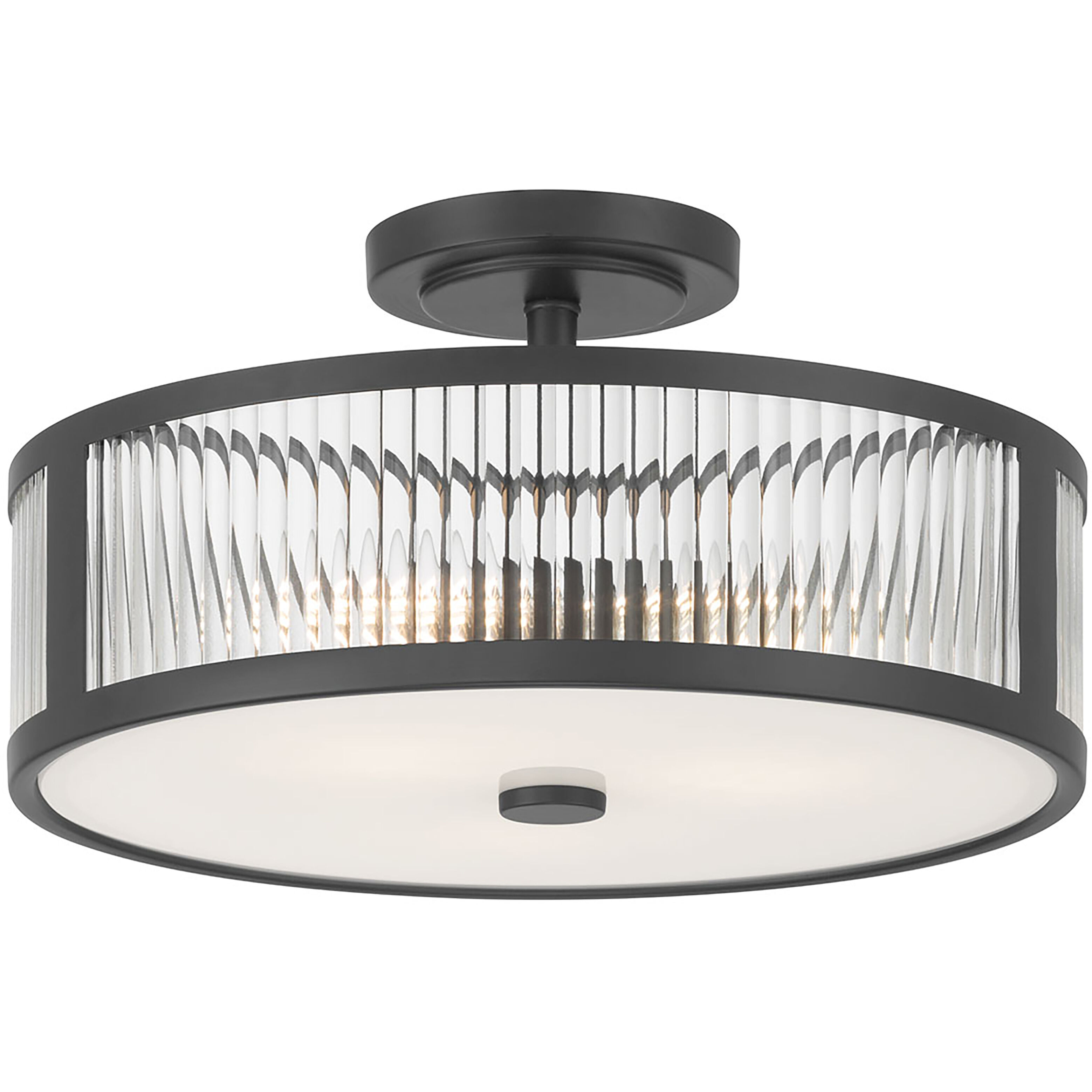 Ardezia 3 Light 15.75 inch Matte Black Semi-Flush Mount Ceiling Light