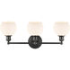 Concord 3 Light 24 inch Matte Black Bath Vanity Light Wall Light in Incandescent, Matte White Glass