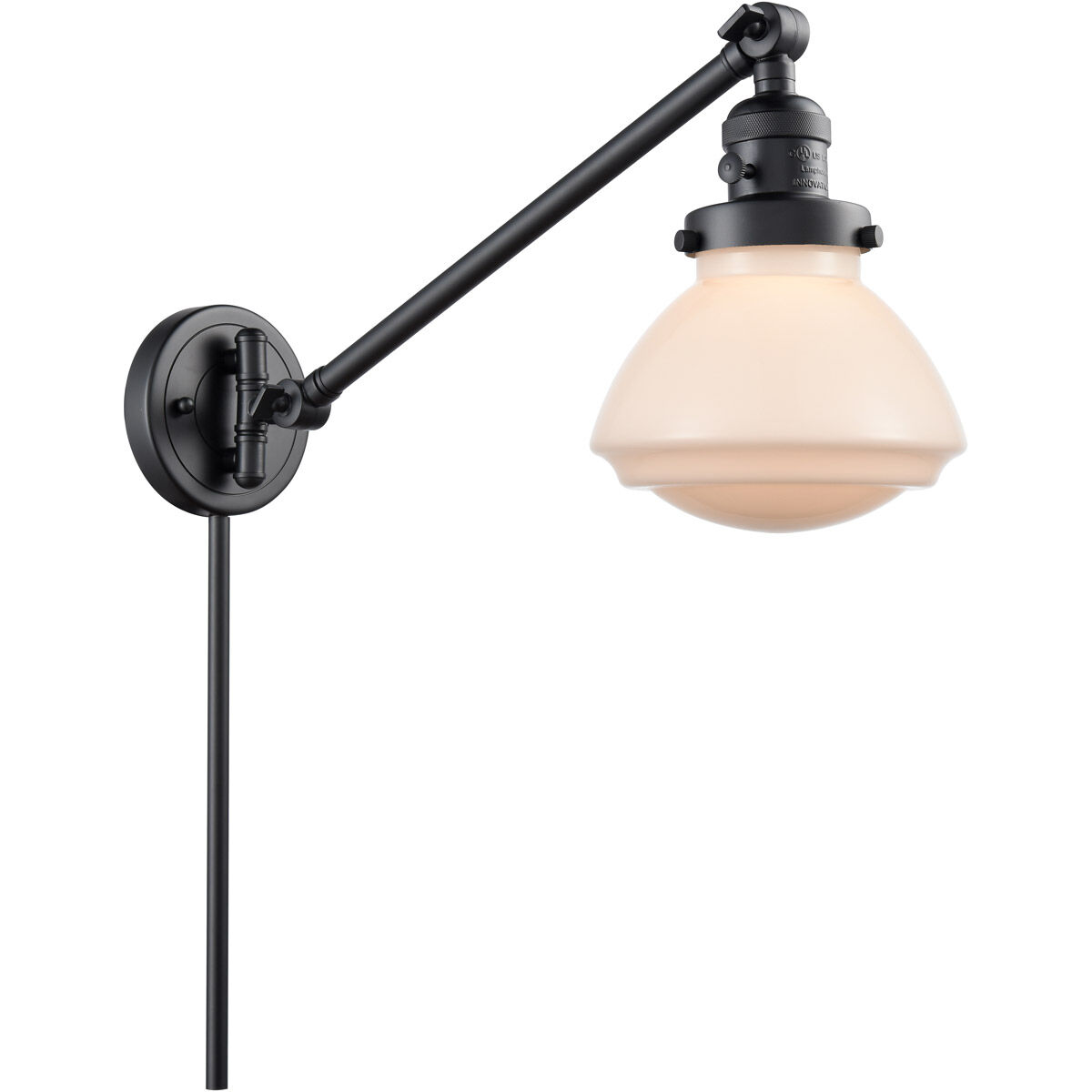 Olean 18 inch 3.50 watt Matte Black Swing Arm Wall Light, Franklin Restoration