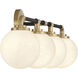Dresden 4 Light 33 inch Matte Black with Warm Brass Accents Bathroom Vanity Light Wall Light, Lighting One