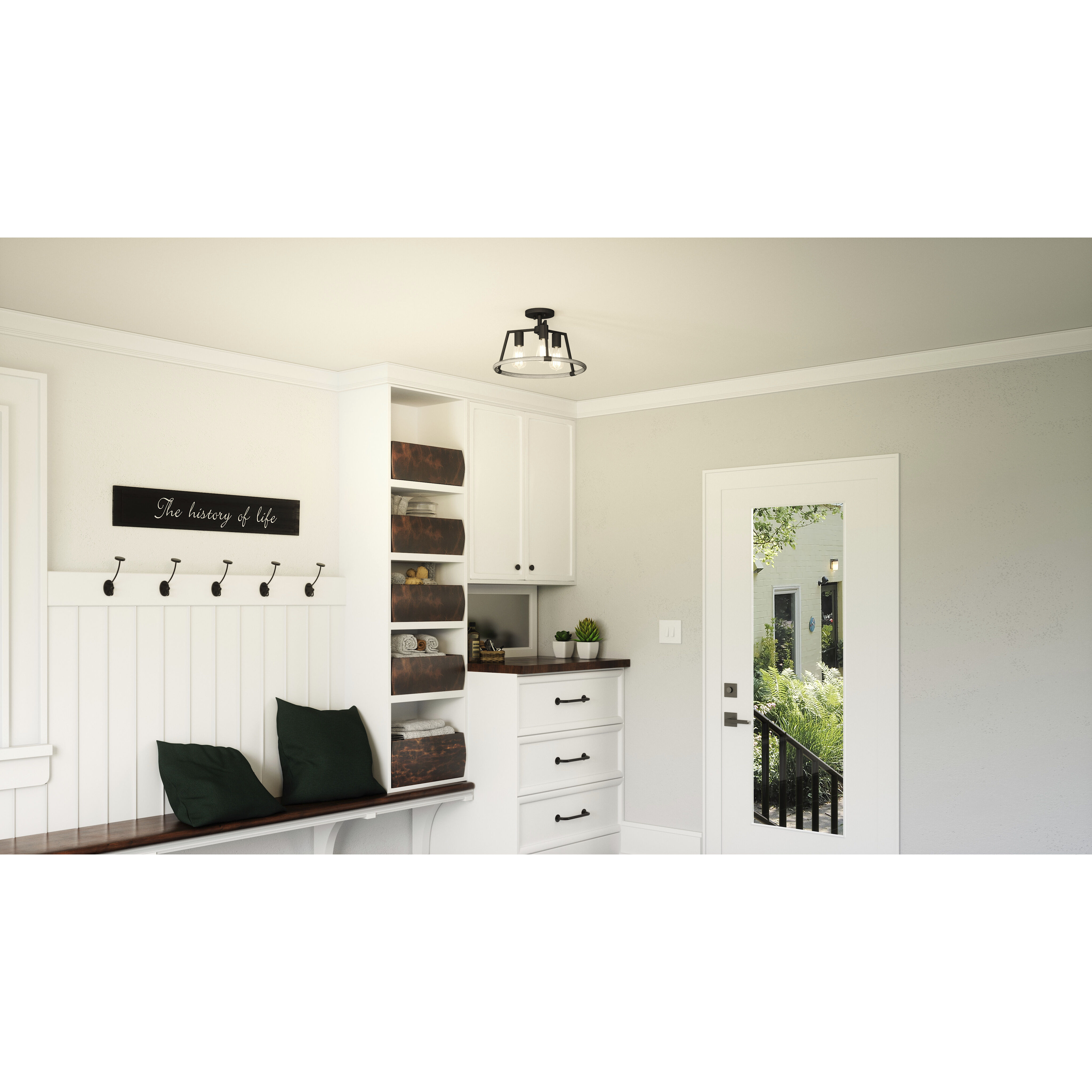 Tippet 3 Light 16 inch Matte Black Semi-Flush Mount Ceiling Light