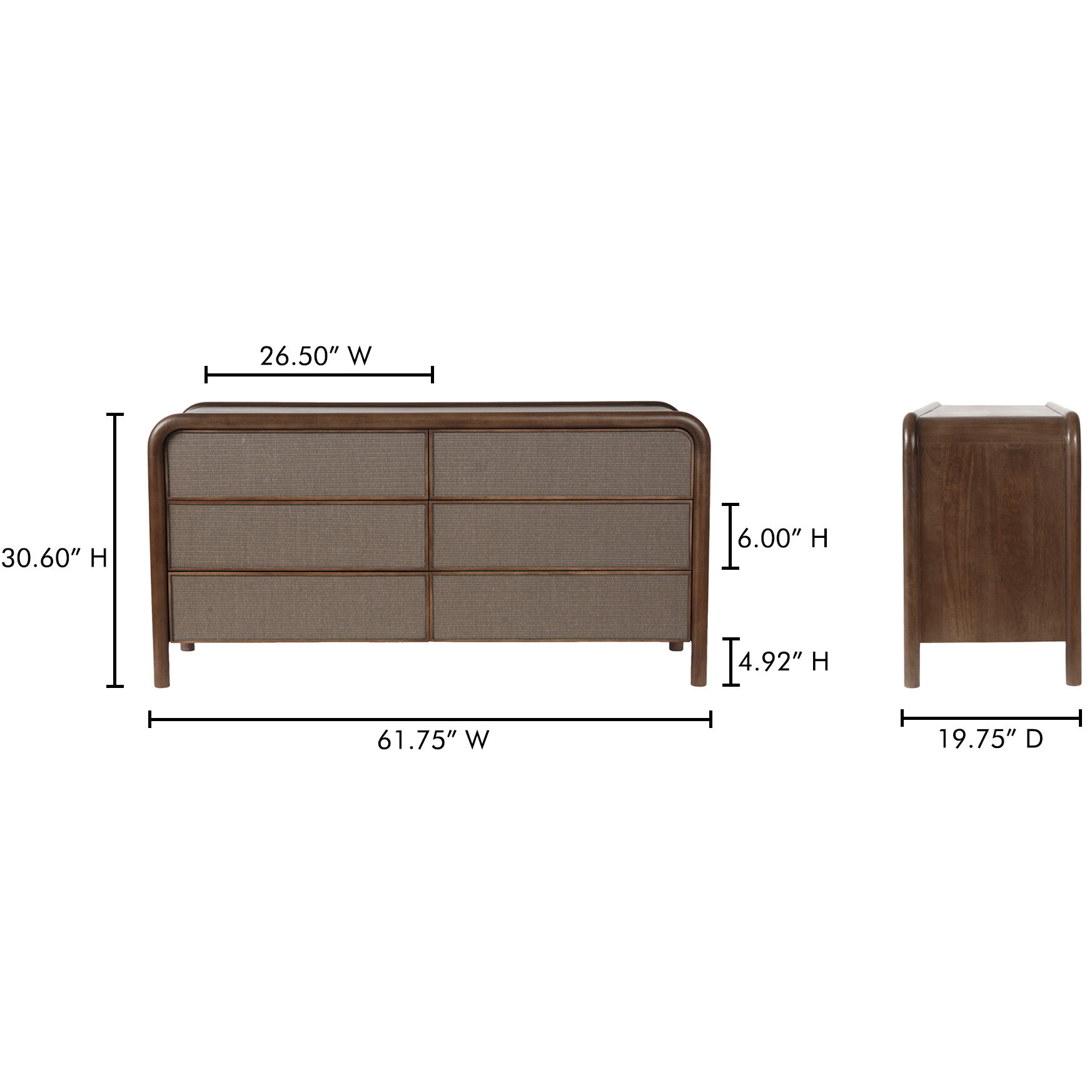 Rye Brown Dresser, 6 Drawer