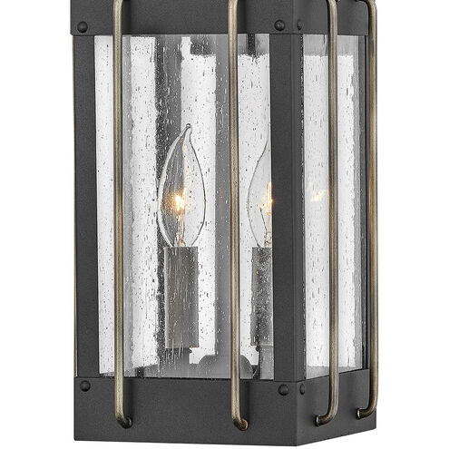 Heritage Fitzgerald LED 19 inch Textured Black with Burnished Bronze Outdoor Wall Mount Lantern