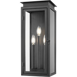 Nova 3 Light 20.5 inch Black Outdoor Wall Light in Clear Glass
