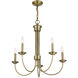 Estate 5 Light 25 inch Antique Brass Chandelier Ceiling Light