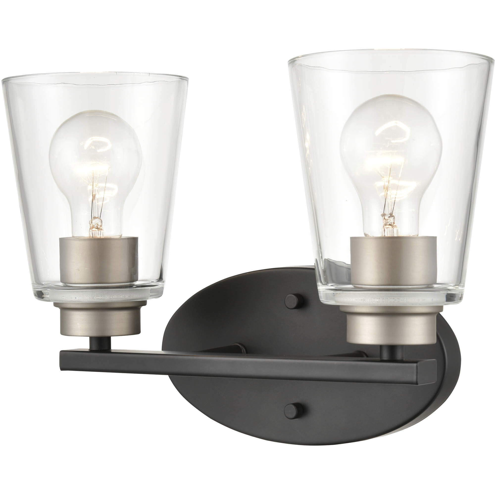 None 2 Light 16 inch Matte Black/Satin Nickel Bathroom Vanity Light Wall Light