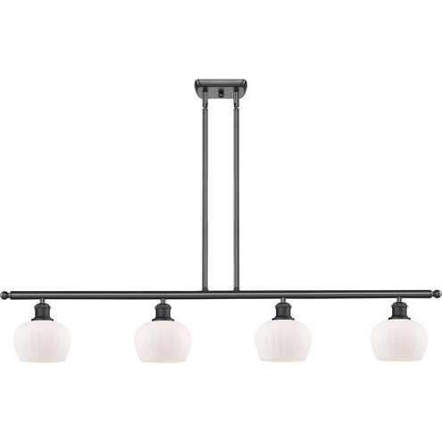 Ballston Fenton LED 48 inch Matte Black Island Light Ceiling Light in Matte White Glass, Ballston