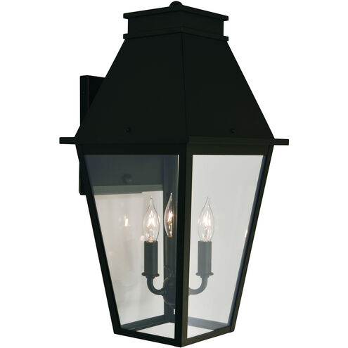 Croydon 3 Light 20.5 inch Satin Black Outdoor Wall Mount in Clear