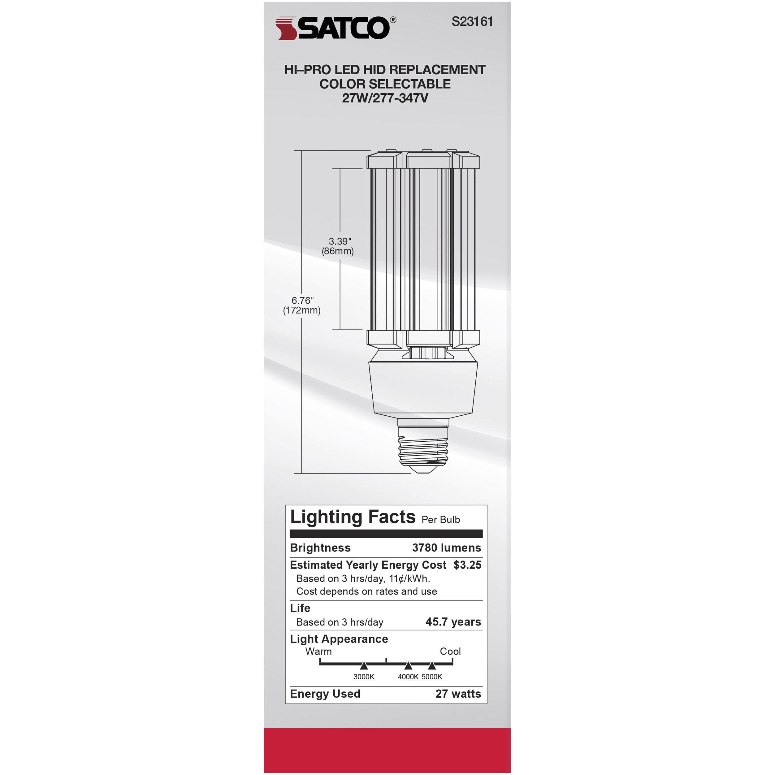 Lumos LED Medium 27 watt 277-347 3000K/4000K/5000K HID Replacements, HID Replacements