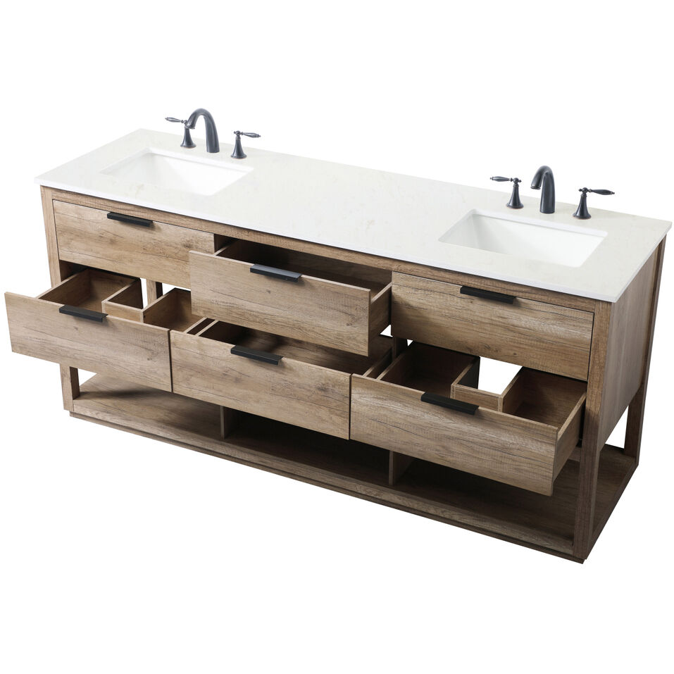 Larkin 72 X 22 X 34 inch Natural Oak Vanity Sink Set