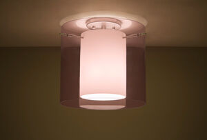 Pahu LED 12 inch Satin Nickel Semi-Flush Mount Ceiling Light in Transparent Amethyst/Opal Glass