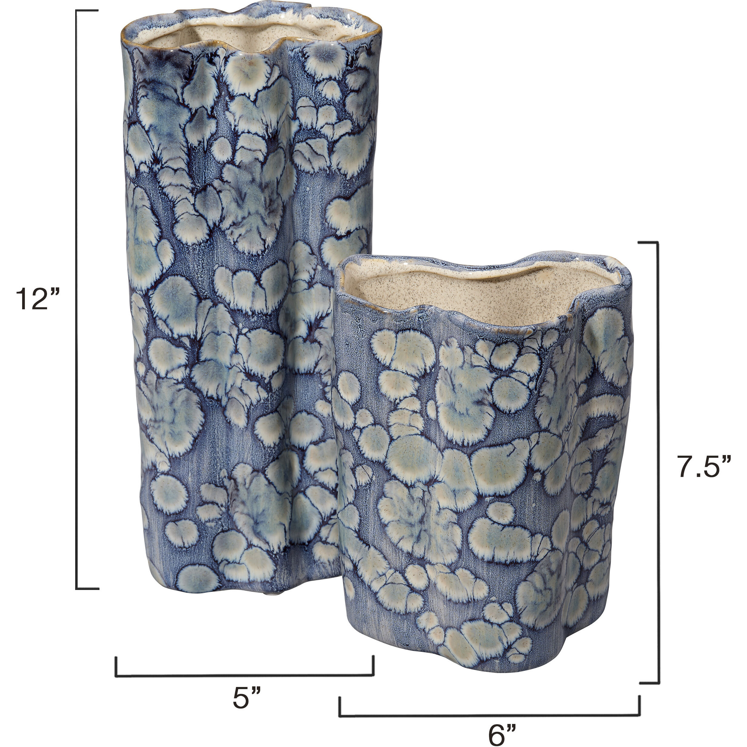 Cloud 12 X 5 inch Vases, Set of 2