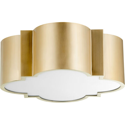 Wyatt 2 Light 16 inch Aged Brass Flush Mount Ceiling Light