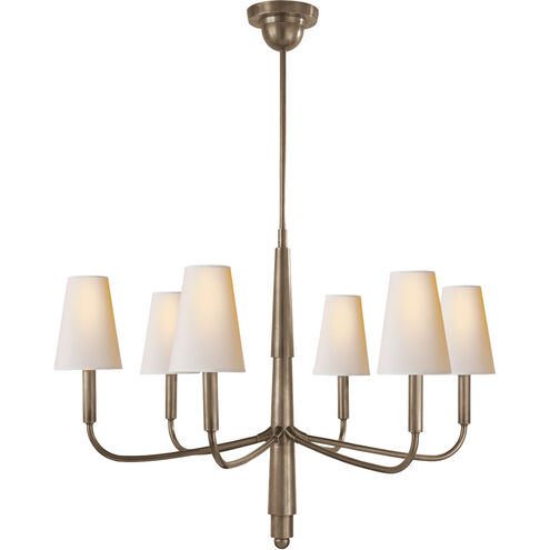 Thomas O'Brien Farlane 6 Light 34 inch Antique Nickel Chandelier Ceiling Light in Natural Paper