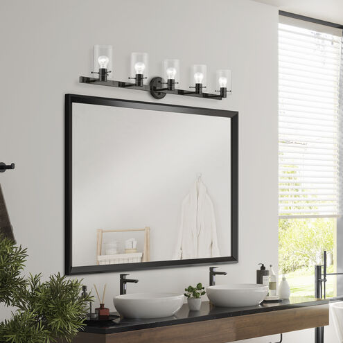 Munich 5 Light 42 inch Black Chrome Vanity Sconce Wall Light