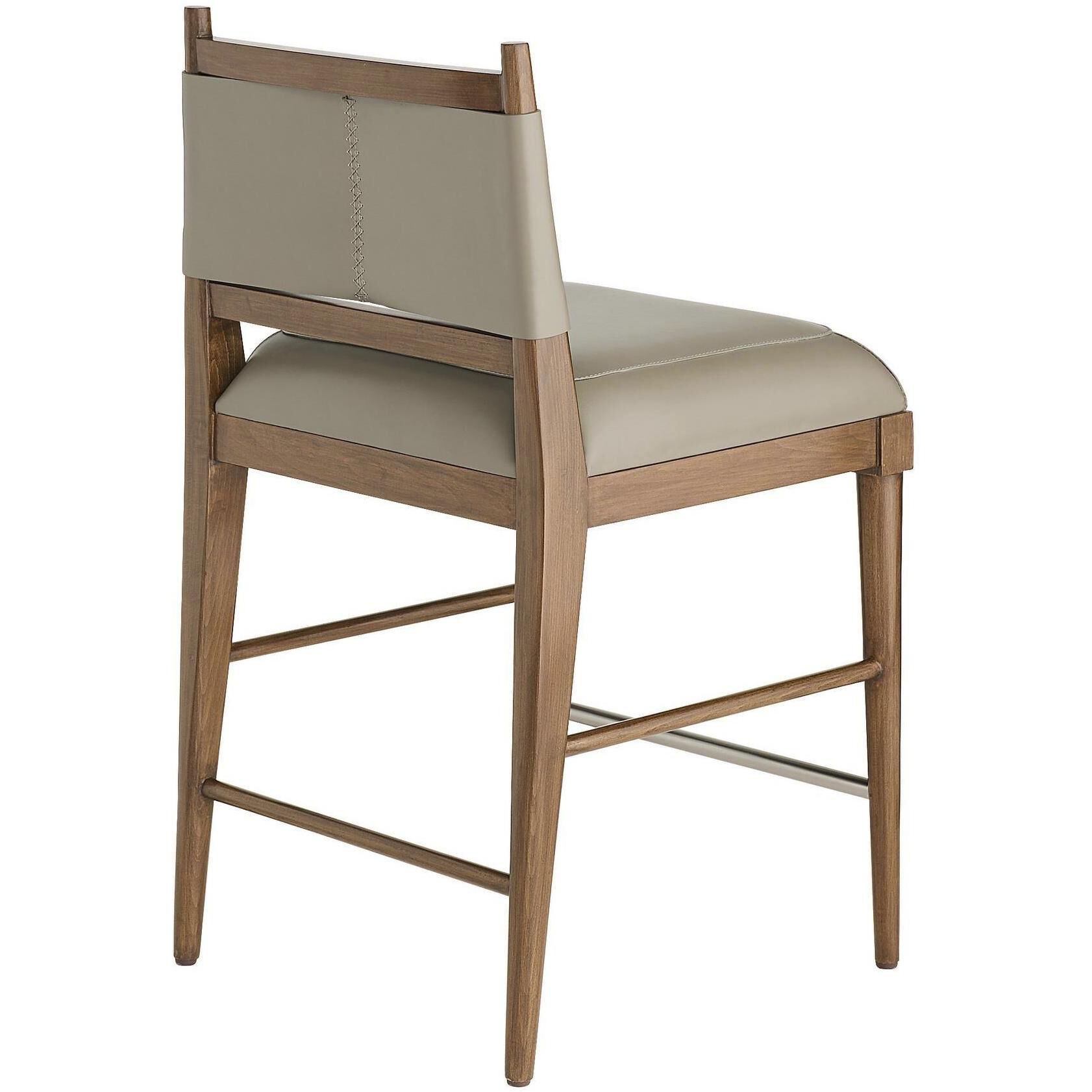 Keegan 35 inch Morel and Walnut with Brushed Stainless Steel Counter Stool