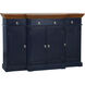 Cameron Dark Blue and Natural Wood Cabinet