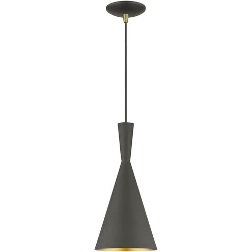 Waldorf 1 Light 7.25 inch Bronze with Antique Brass Finish Accents Pendant Ceiling Light in Bronze with Antique Brass Accent