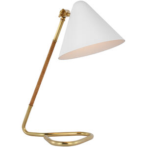 Visual Comfort Signature Collection Amber Lewis Laken 17.25 inch 6.50 watt Hand-Rubbed Antique Brass and Natural Rattan Desk Lamp Portable Light, Small AL3020HAB/NRT-WHT - Open Box