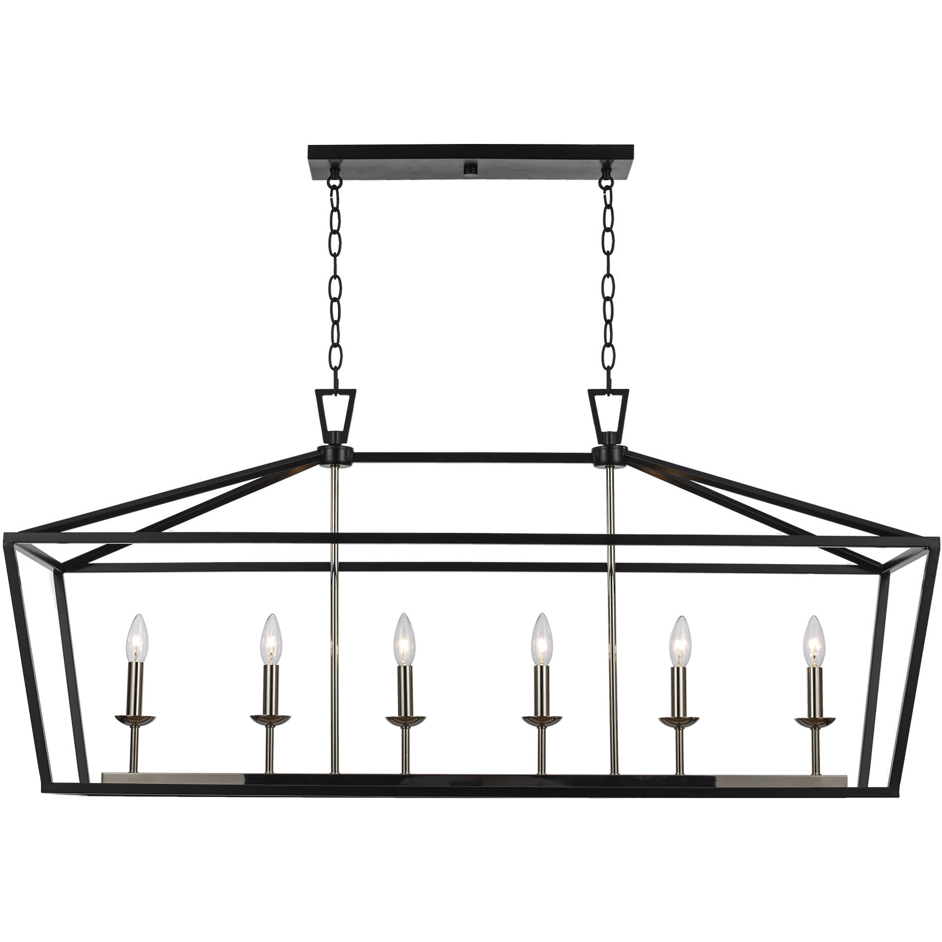 Lacey 6 Light 49 inch Polished Chrome and Black Pendant Ceiling Light