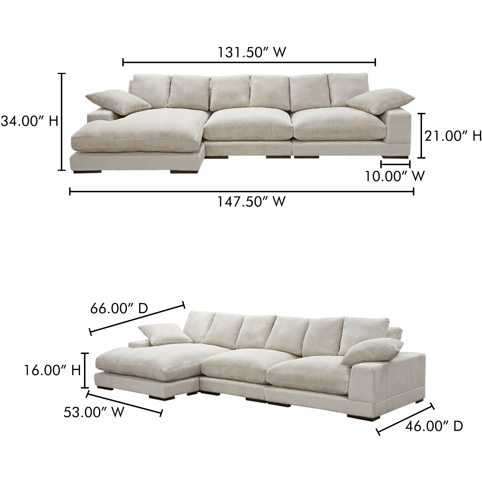 Plunge Brown Sectional, Large