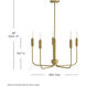 Austen 5 Light 28.25 inch Lacquered Brass Chandelier Ceiling Light