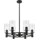 Crown Point 6 Light 24 inch Matte Black Chandelier Ceiling Light in Clear Glass