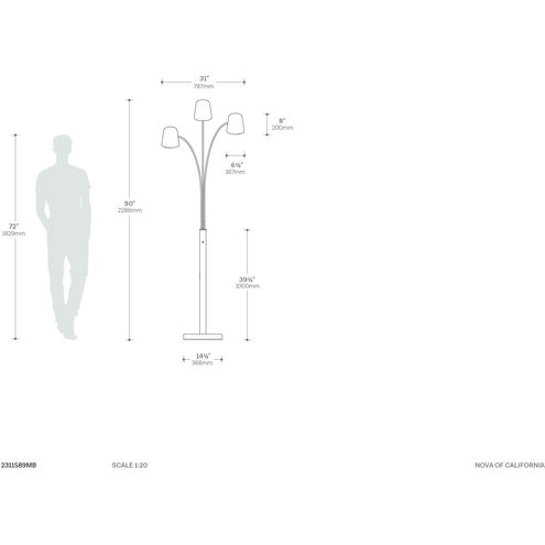 Culver 90 inch 60.00 watt Weathered Brass and Black Arc Floor Lamp Portable Light