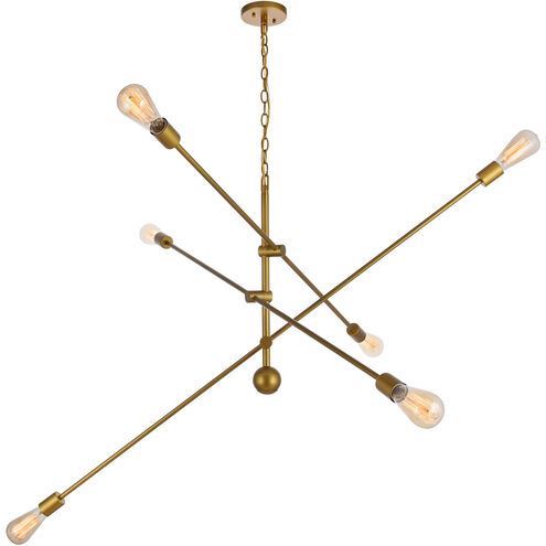 Axel 6 Light 55 inch Brass Pendant Ceiling Light
