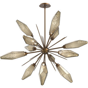 Rock Crystal LED 38.1 inch Flat Bronze Chandelier Ceiling Light in Chilled Bronze, 2700K LED, Starburst