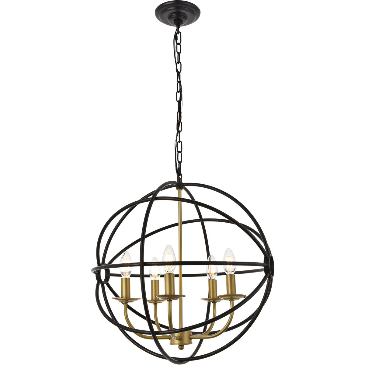 Octavia 5 Light 20 inch Brass and Dark Brown Pendant Ceiling Light