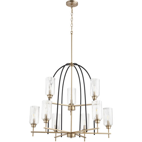 Espy 9 Light 32 inch Noir and Aged Brass Chandelier Ceiling Light