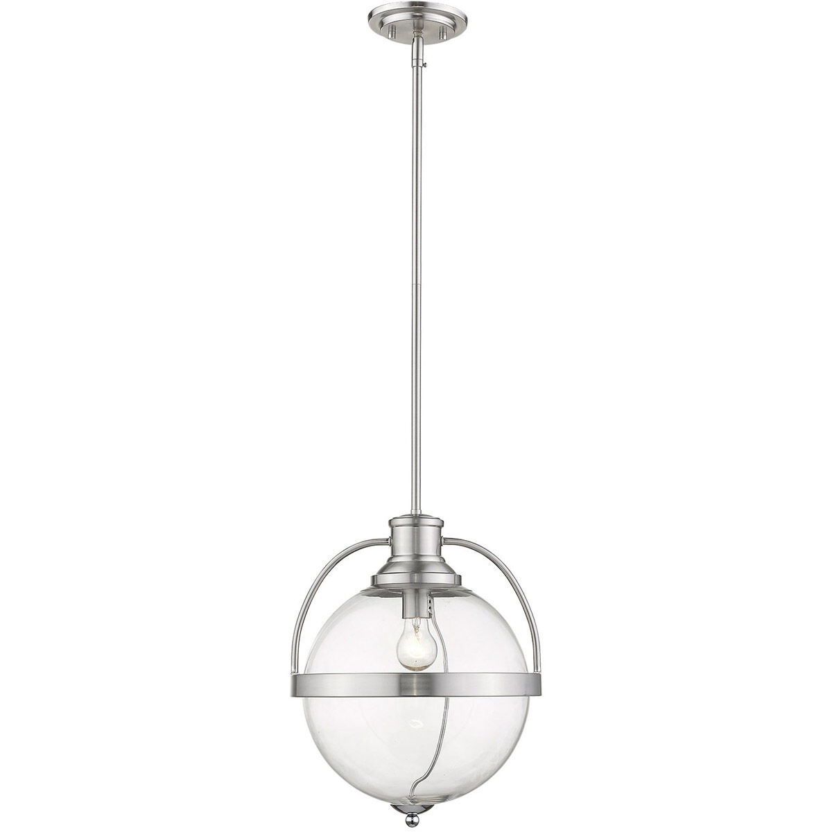 Kassian 1 Light 12.75 inch Satin Nickel Pendant Ceiling Light