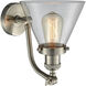 Franklin Restoration Large Cone LED 8 inch Brushed Satin Nickel Sconce Wall Light in Clear Glass, Franklin Restoration