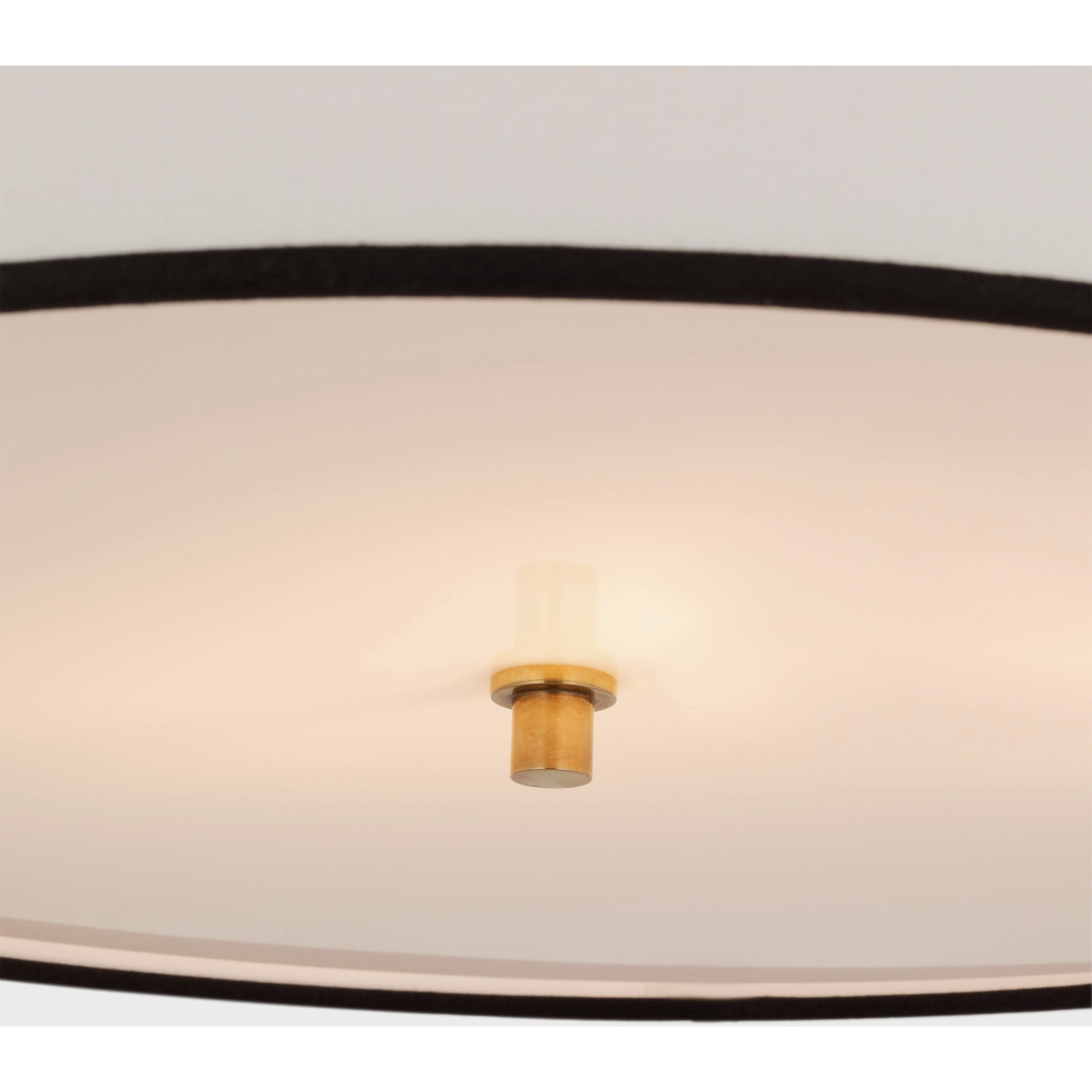 Thomas O'Brien Reed 2 Light 22 inch Hand-Rubbed Antique Brass Hanging Shade Ceiling Light in Linen with Black Trim